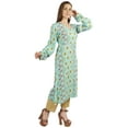 thumbnail image 3 of Moomaya Printed Full Sleeve A-Line Kurti For Women Crinkle Rayon Designer Indian Ethnic Blouse, 3 of 7