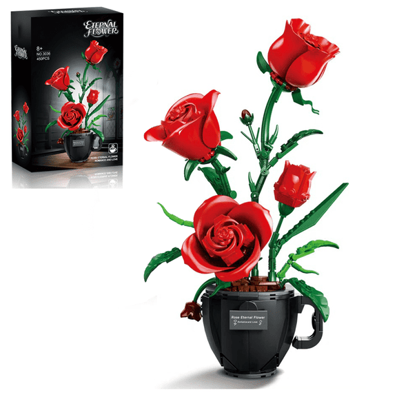 Remocguys Roses Flower Building Set Compatible with Lego Botanical Flowers Home Decor Gift for Adults 450Pcs