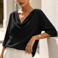 thumbnail image 5 of VBVC Women's Cowl Neck 3/4 Sleeve Blouse,Ladies Loose Fit Casual Tunic Tops,Elegant Work Office Shirts for Women,Black,S-2XL, 5 of 10