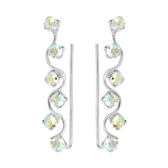 Twinkling Cubic Zirconia Gemstones on Sterling Silver Crawler Earrings