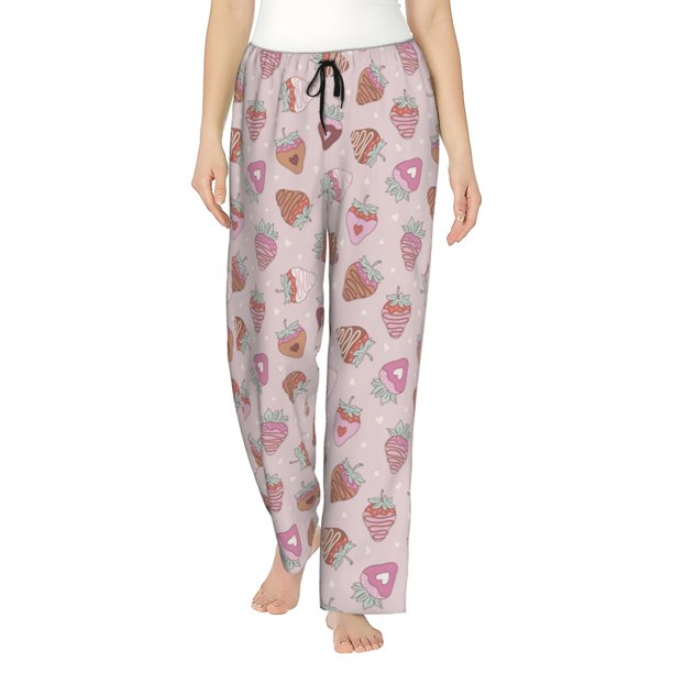 Balery Strawberry Cake Pantalones de pijama para mujer, pijamas ultraligeros, pantalones de estar por casa-Small