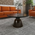thumbnail image 5 of LeisureMod 30" Round Coffee Table with Glass Top and Black Powder-Coated Iron Rim Tempered Glass Pedestal Base No Assembly for Modern Home, Living Room Tully Collection in Grey/Black, 5 of 18