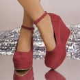 thumbnail image 5 of Willtoo Wedges for Women Closed Round Toe Ankle Strap Platform High Heel Wedge Pumps Dress Shoes Red, 5 of 6