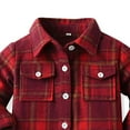 thumbnail image 4 of UAYOTSE Kids Little Boys Girls Baby Long Sleeve Button up Red Plaid Flannel Shirt Plaid Girl Boy(3-6 Months,T8-Red), 4 of 4