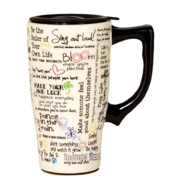 Taza de viaje Spoontiques Positive Affirmations, cerámica, color blanco