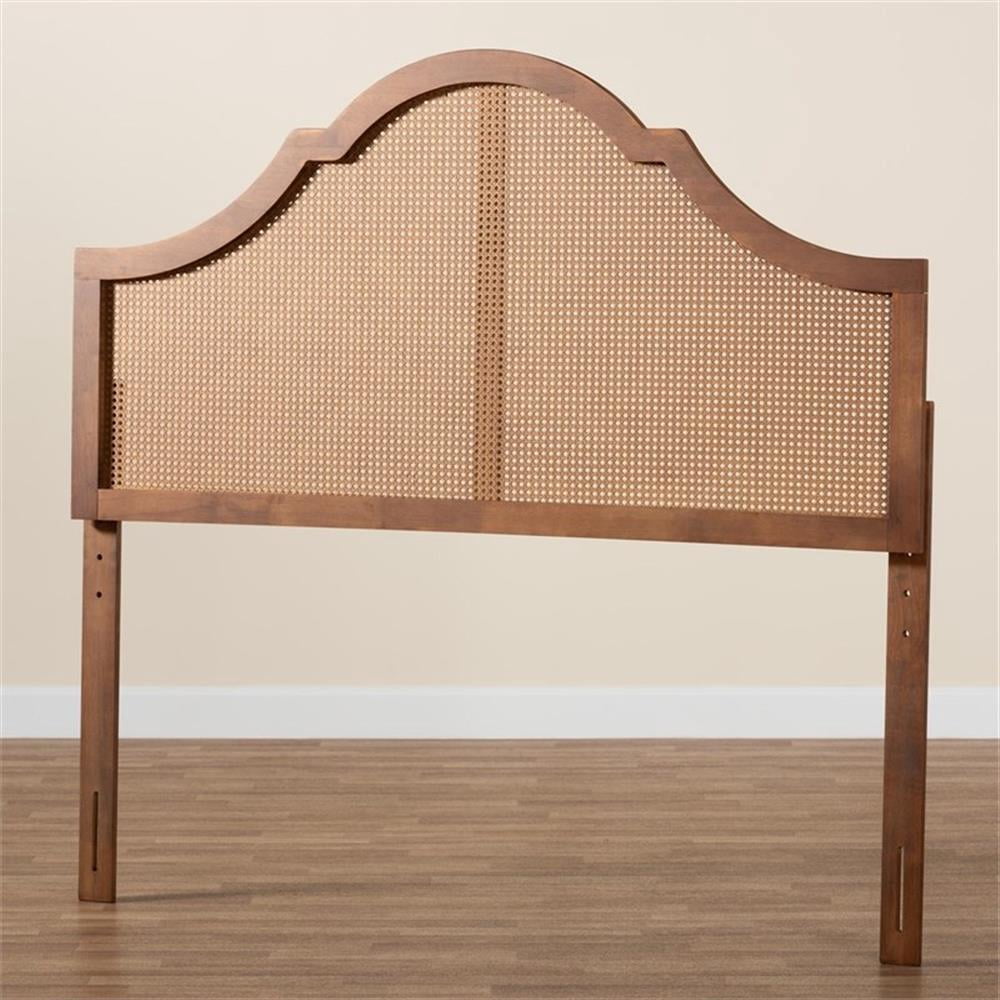 Baxton Studio Camila Ash Walnut Finished Wood Queen Size Headboard with Rattan