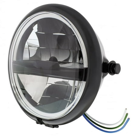 Black 5 3/4? Motorcycle Headlight - Side Mount - 8 High Power LED Black Headlight