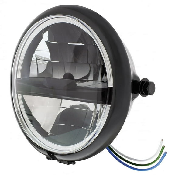 Black 5 3/4? Motorcycle Headlight - Side Mount - 8 High Power LED Black Headlight