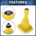 thumbnail image 5 of Unique Bargains 6 Speed Manual Gear Shifter Knob with Cover, Automotive Gearbox Stick Shifter Lever Knob for VW Bora 1999-2005 Plastic Faux Leather Yellow Black, 1 Pc, 5 of 6