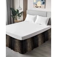 thumbnail image 4 of Leopard Print Wrap Around Bed Skirts for California King Bed 18" Drop,Bed Skirt with Adjustable Elastic Belt Dust Ruffle Bed Valance Chic Abstract Black Brown Animals Texture Bed Frame Cover, 4 of 7