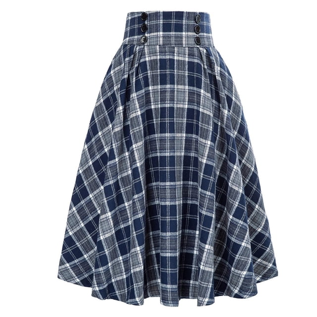 2025 Women's Skirts Women's Weekend Skirts Women Casual Plaid Gr Skirts Skirtwith Pockets Vintage High Skorts for Woman Waist