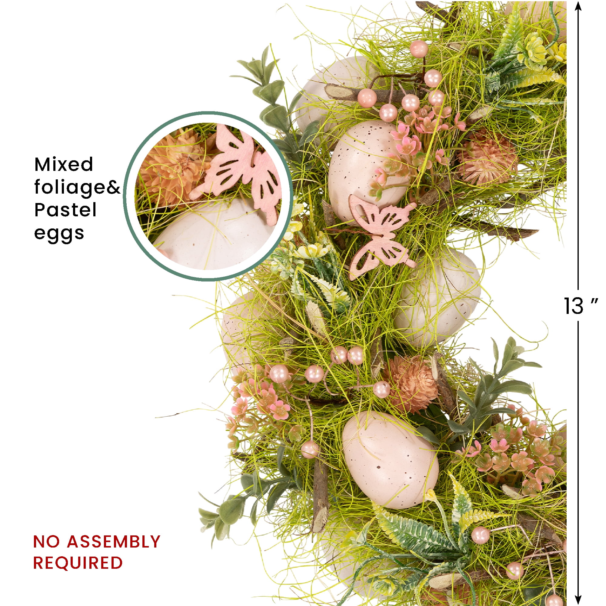 Northlight Easter Eggs with Butterflies Small Artificial Spring Wreath - 13"
