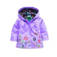 thumbnail image 2 of Toddler Little Girls Hoodie Raincoat Pretty Flower Pattern Printed Single Breasted Waterproof Outdoor Windbreaker, 2 of 3