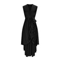 thumbnail image 5 of Xdegoge Evening Dresses for Women A-Line Fit Halter Neck Formal Dress Sleeveless Wedding Guest Dress Wrap Tie Waist Satin Asymmetrical Cocktail Party, 5 of 5