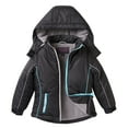 thumbnail image 2 of Coats for Girls Fleece Lined Hooded Colorblock Winter Puffer Jacket - Black (7), 2 of 8