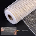 thumbnail image 3 of Uxcell PP Burlap Mesh 10" x 10 Yards Tinsel Foil Stripe Ribbon, White+Gold 1 Roll, 3 of 6