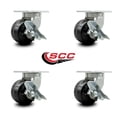 thumbnail image 2 of 6 Inch Extra Heavy Duty Phenolic Wheel Swivel Caster Set with Brakes Set 4 SCC, 2 of 2