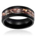 Mens Camo Wedding Band in Titanium 8MM Hunting Ring Black Plated with ...