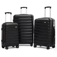 thumbnail image 1 of Ensemble de 3 Valises Rigides Noires à Roulettes, Boîte d'Embarquement de 20 Pouces, 24 Pouces et 28 Pouces, 1 of 4