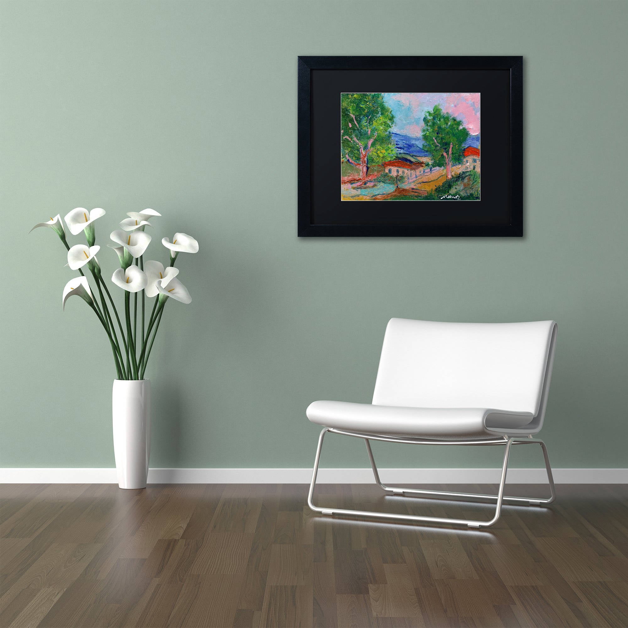 Trademark Fine Art "Tree Valley" Canvas Art by Manor Shadian Black Matte, Black Frame