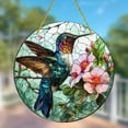 thumbnail image 2 of 1pc Hummingbird Suncatcher Wall Sign,Round Dyed Acrylic Wall Art for Window Yard Garden Bar Home Room Office Decor, Housewarming Gift, Teacher Gift, School Season Mother's Day Gifts, 2 of 8