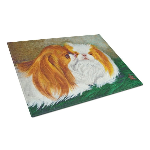 Caroline's Treasures Japanese Chin Best Friends Glass Cutting Board Large