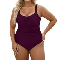 Women's Swimsuits Womens One Piece Swimsuits Women's Plus Size Swimwear Monokini Push Up Bathing Suit For Women Deep U Neck Summer Beach Vacation