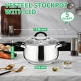 thumbnail image 4 of Vesteel 5 QT Stock Pot, Tri-Ply Bottom Stainless Steel Cooking Pot with Visible Lid, Induction Soup Pot Compatible with All Stoves, Stockpot for Stewing Simmering Boiling, Dishwasher Safe, 4 of 7