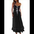 thumbnail image 1 of Vestido de Verano 2025 para Mujer, Informal, Sin Mangas, con Tirantes Finos, Ribete de RIC, Fruncido, con Volantes, . Negro XL, 1 of 10