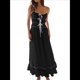 thumbnail image 1 of Vestido de Verano 2025 para Mujer, Informal, Sin Mangas, con Tirantes Finos, Ribete de RIC, Fruncido, con Volantes, . Negro XL, 1 of 10
