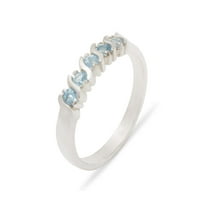 LBG British Made 925 Sterling Silver Natural Blue Topaz Womens Eternity Ring - 33 size options - Sizes 4 to 12 Available