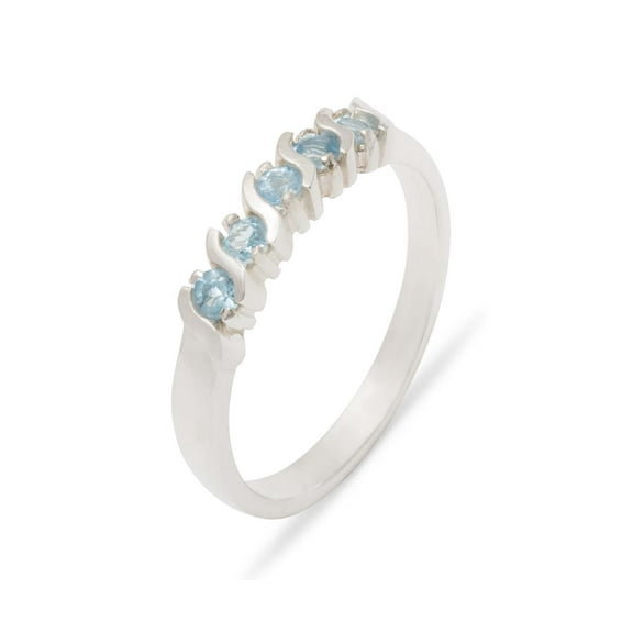 LBG British Made 925 Sterling Silver Natural Blue Topaz Womens Eternity Ring - 33 size options - Sizes 4 to 12 Available