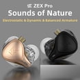 thumbnail image 3 of Tmvgtek Kz-Zex Pro Auricular Con Cable Electrostático+Dinámico+Equilibrado (Oro Rosa Sin Micrófono), 3 of 9