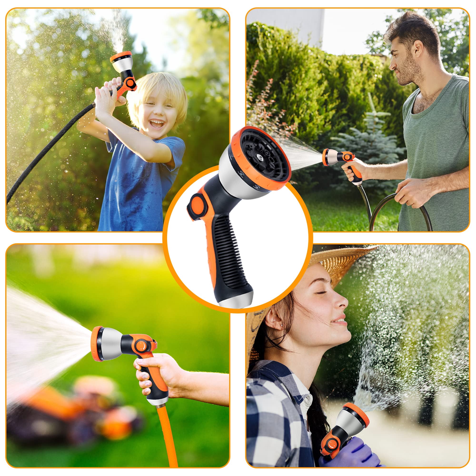Water Hose Nozzle Sprayer Heavy Duty Comes With Adjustable 10 Spray Pattern Thumb Control Valve Garden Hose Sprayer Outdoor Pets Garden Hose Nozzle Water Sprayer Hose Sprayer Nozzle Hose Gun