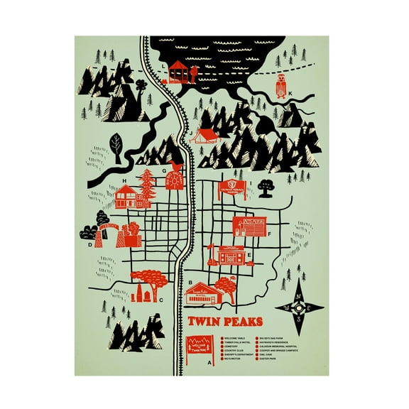 Trademark Fine Art Robert Farkas Welcome To Twin Peaks Canvas Wall Art - 35x47