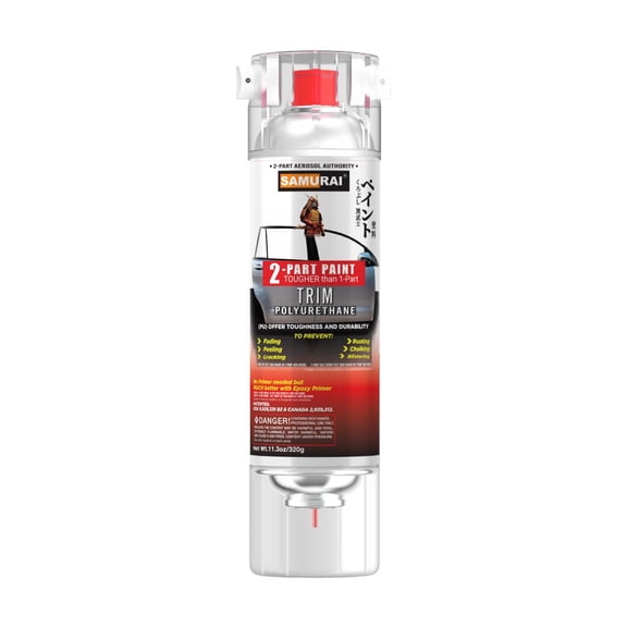Samurai 2-Part Polyurethane Spray Paint for Car Trim - 11.3 Ounce UV Resistant and Rust Resistant Polyurethane Spray (FLAT BLACK, Pack of 1 Can)