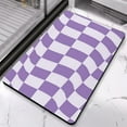 thumbnail image 3 of Water-Absorbent Checkered Bathroom Runner Rug - Non-Slip, Long Bath Mat, Soft & Comfortable Microfiber, 20x32 inches, Machine Washable., 3 of 5
