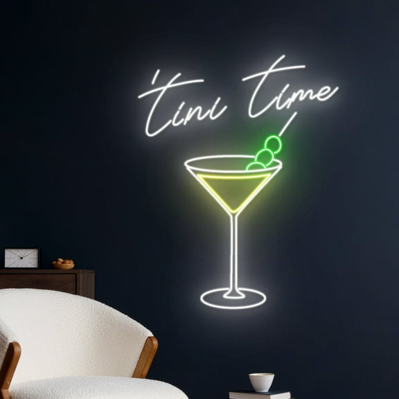 Handmadetneonsign Tini Time Martini Led Sign, Martini Neon Light, Martini Cocktail Neon Sign, Club