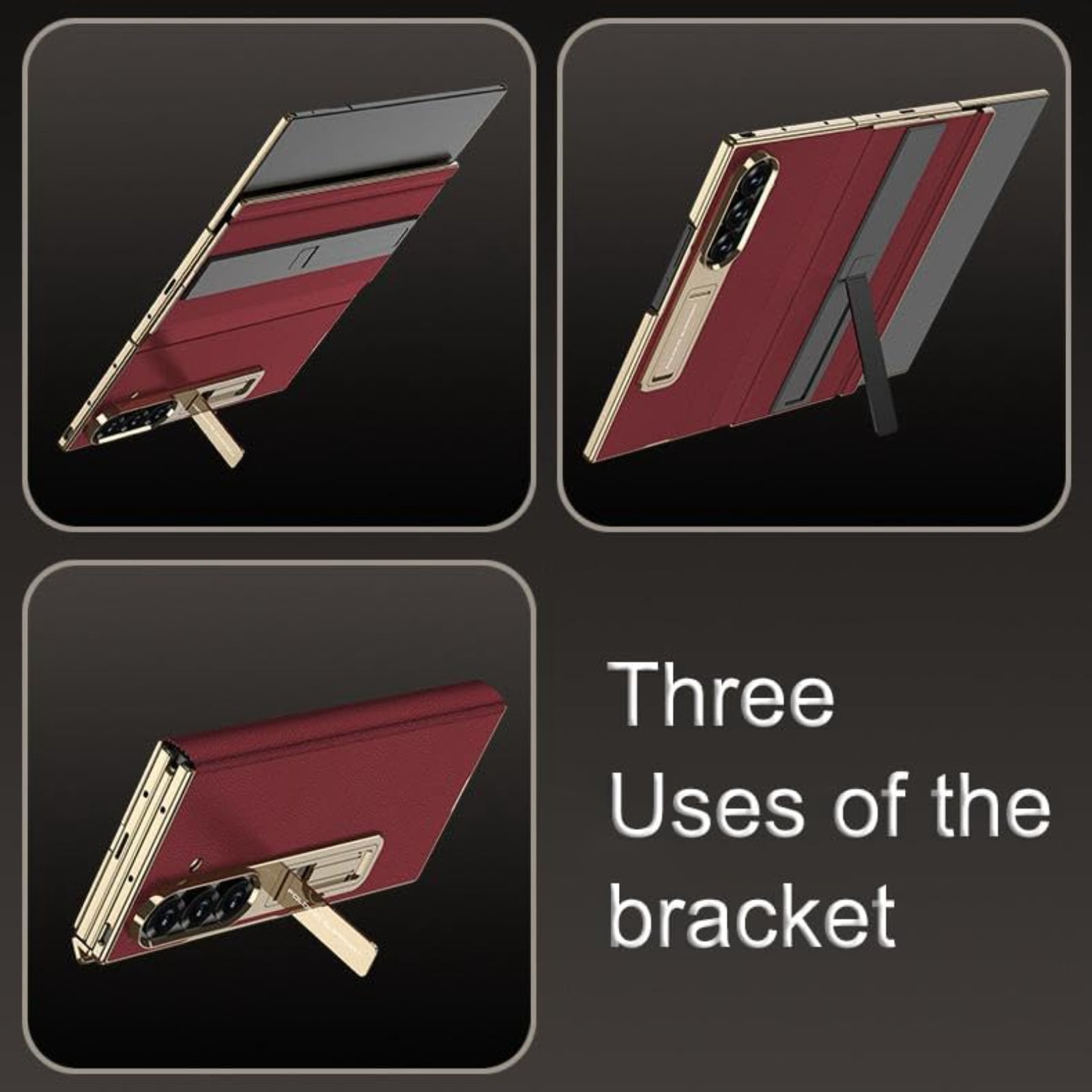 Leather Phone Case for Samsung Galaxy Z Trifold with Built-in Tempered Glass Screen Protector, Magnetic Flip Cover with Dual Foldable Stand, Full Body Protection