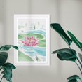 thumbnail image 2 of Wynwood Studio Floral and Botanical Framed Wall Art Prints 'Floating Lotus' Botanicals Home Décor - Blue, Pink, 13" x 19", 2 of 4
