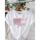 thumbnail image 1 of Women's 4th of July Patriotism T-Shirt - Red/Blue American Flag, Lightweight Crew Neck Casual Top for Independence Day, Daily and Themed Events - Machine Washable Summer Clothing, 1 of 6
