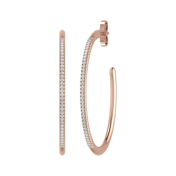 1/5 Carat Half Hoop Earrings in 10K Rose Gold