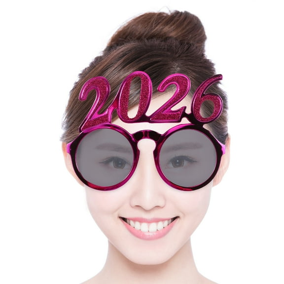Homoyoyo 2026 New Year Number Glasses 4 Pcs Assorted Color Glitter Eyewear Party Accessories Celebration Decor
