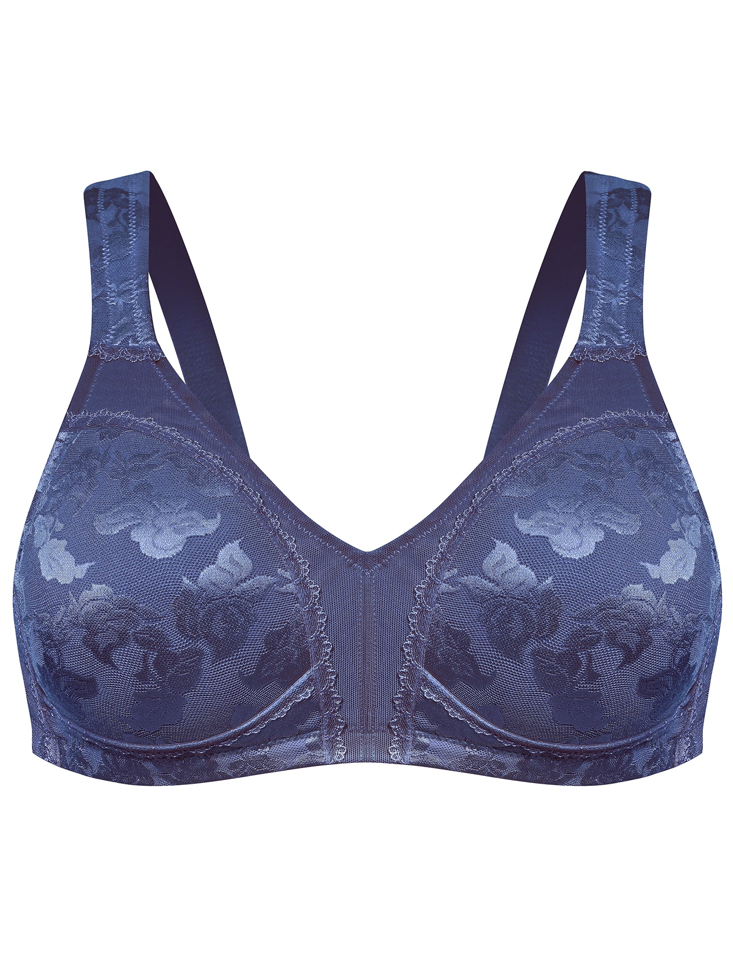 Deyllo Plus Size Bras for Women Seamless Minimizer Bras Full-Figure Support Unlined Non Padded Comfort Blue Bras Clothes-Size 36B