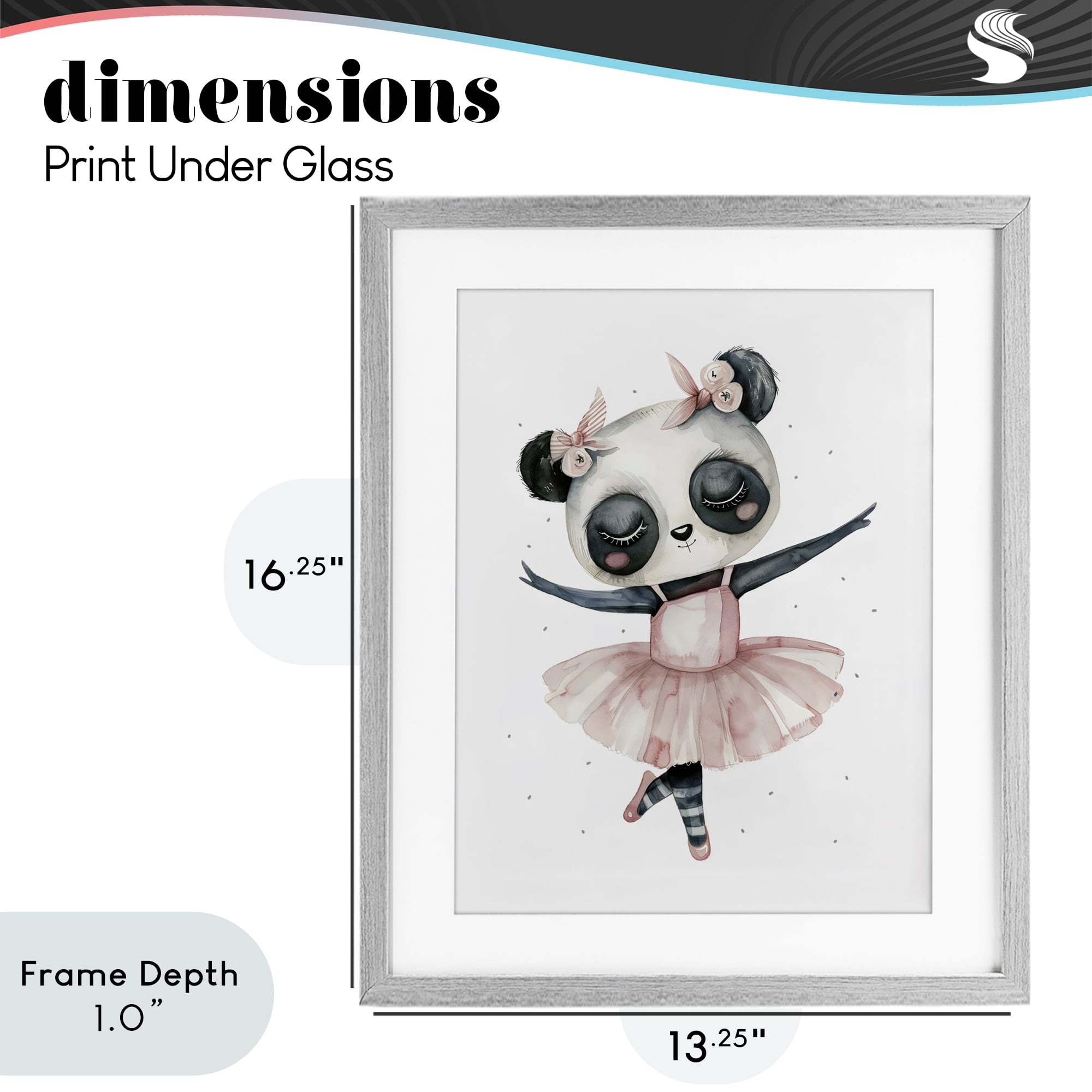 Stupell Industries Ballerina Panda in Pink Tutu Gray Framed Print Under Glass, design by LSR Design Studio