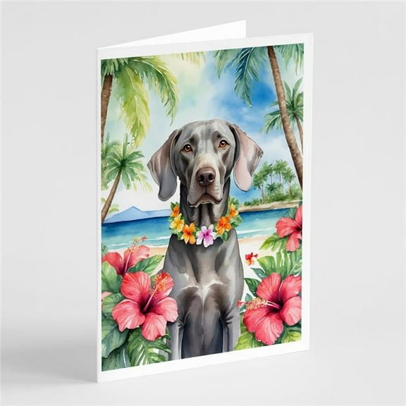 5 x 7 in. Weimaraner Luau Greeting Cards - Pack of 8