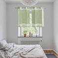 thumbnail image 6 of 2 Panels Kitchen Tier Curtains 39 Inch Length, Grass Green Retro Greek Key Grommets Window Treatment Curtain, Geometric Greece Ancient Rustic Thermal Curtains Drapes for Living Room/Bathroom, 6 of 9