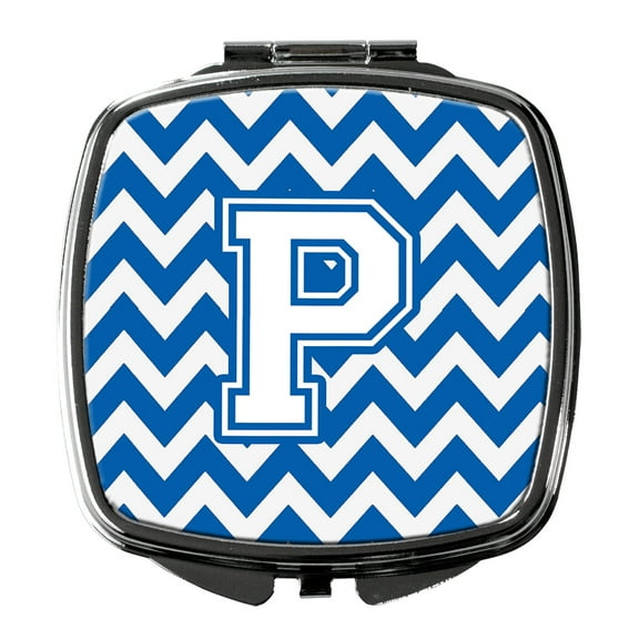 Letter P Chevron Blue and White Compact Mirror CJ1045-PSCM