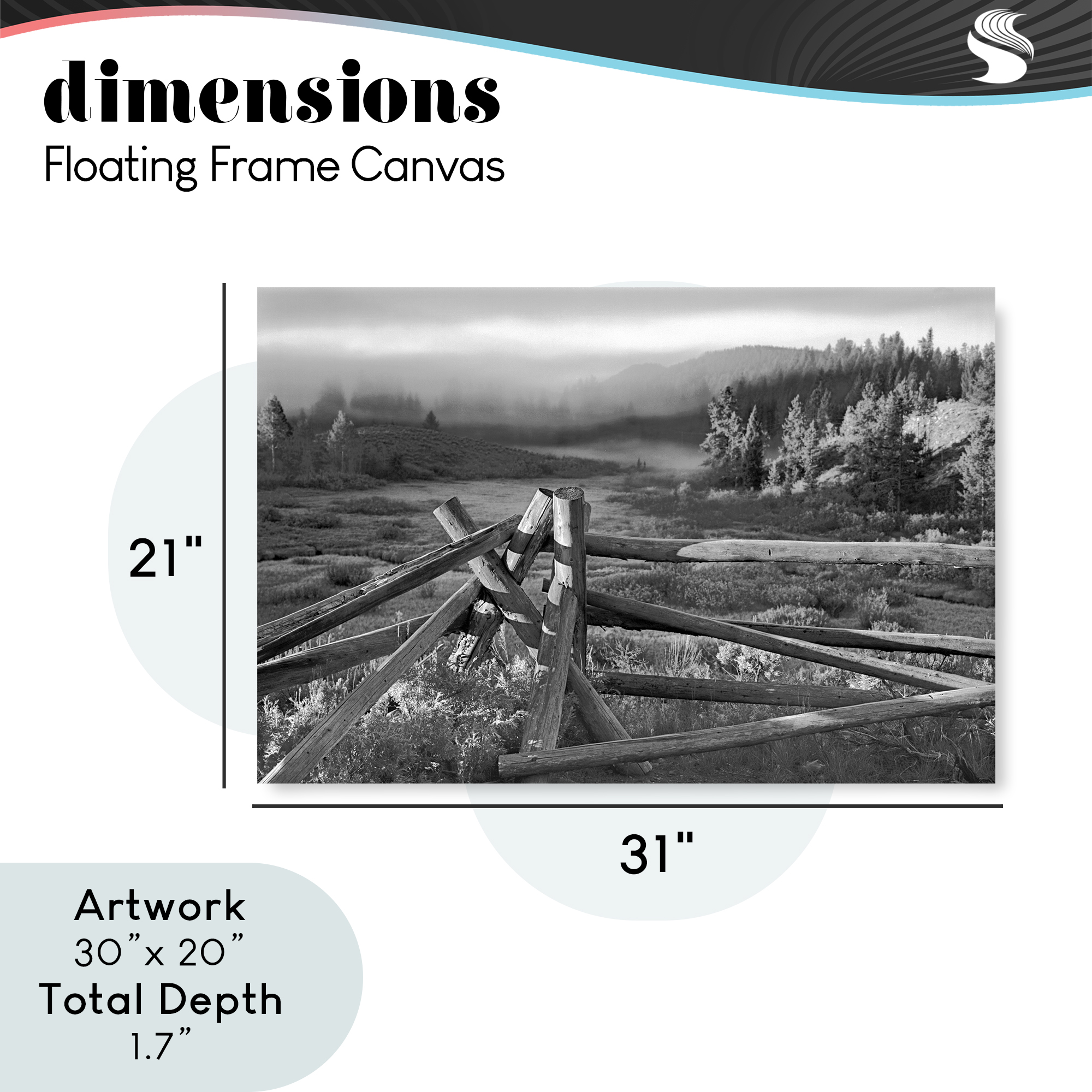 Grand Tetons Fence Beyond Gray Framed Floater Canvas Wall Art, design by MJ Photography
