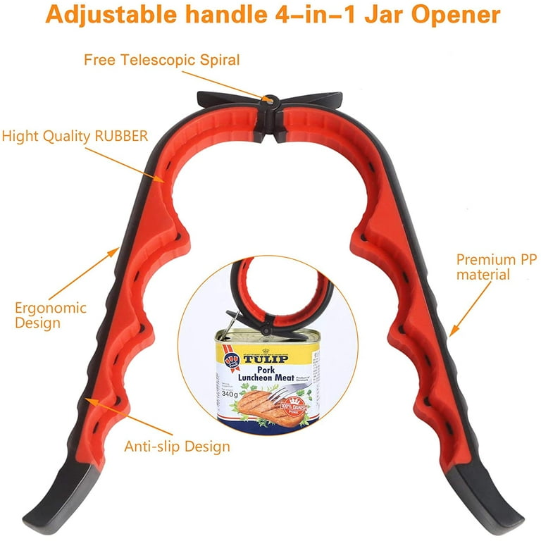 MEYUEWAL Jar Opener, 5 in 1 Multi Function Can Opener Bottle Opener Kit with Silicone Handle Easy to Use for Children, Elderly and Arthritis Sufferers